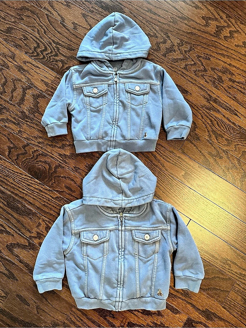 Baby GAP set of two blue zip-up hoodies - Sizes 6-12M & 12-18M